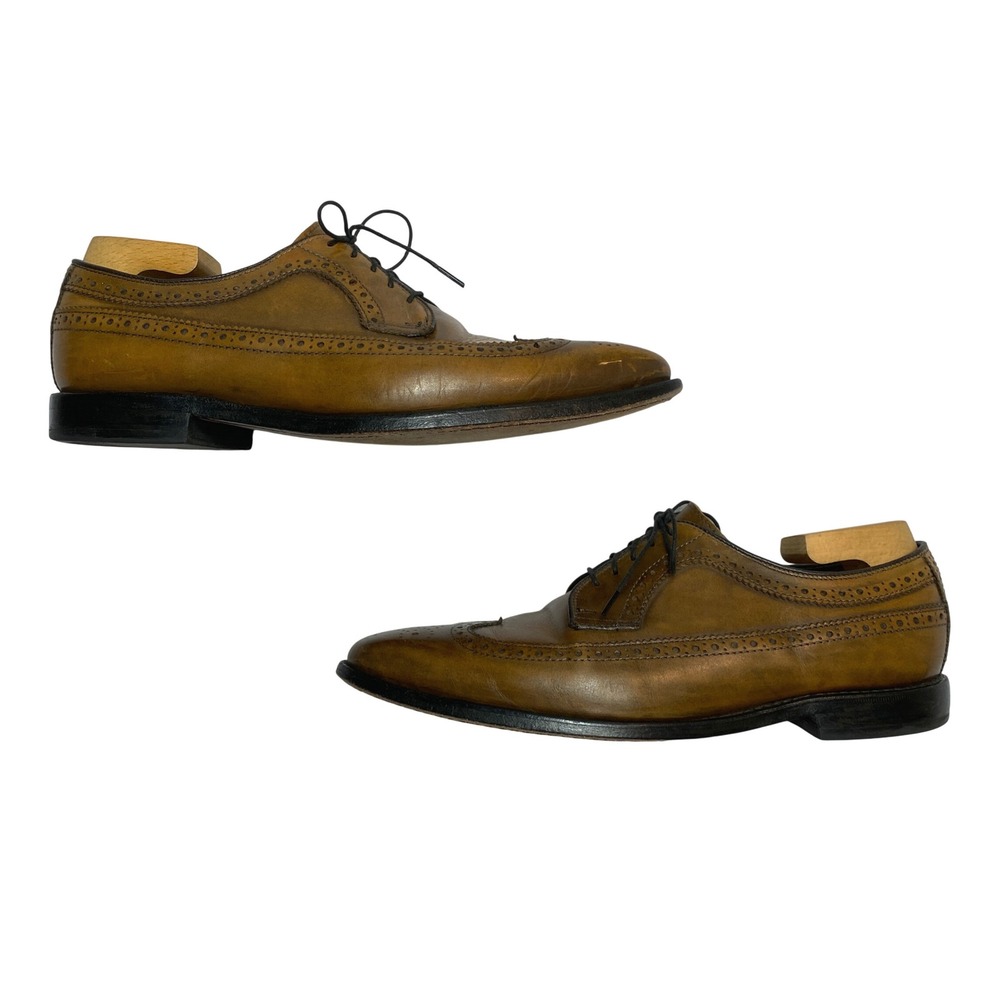 Allen Edmonds Oxford Mens 10 D Brown Larchmont Wingtip Brogue Dress Shoes